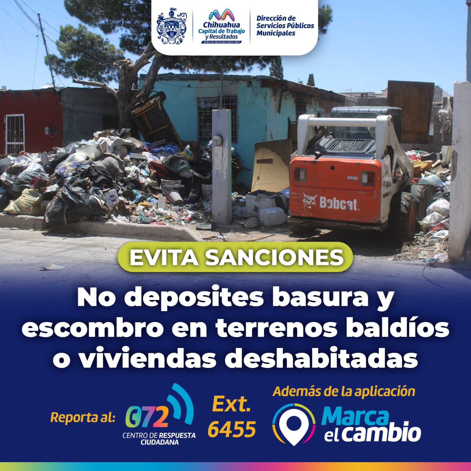 ¡Evita multas! Municipio exhorta no tirar basura o escombro en viviendas abandonadas y terrenos baldíos