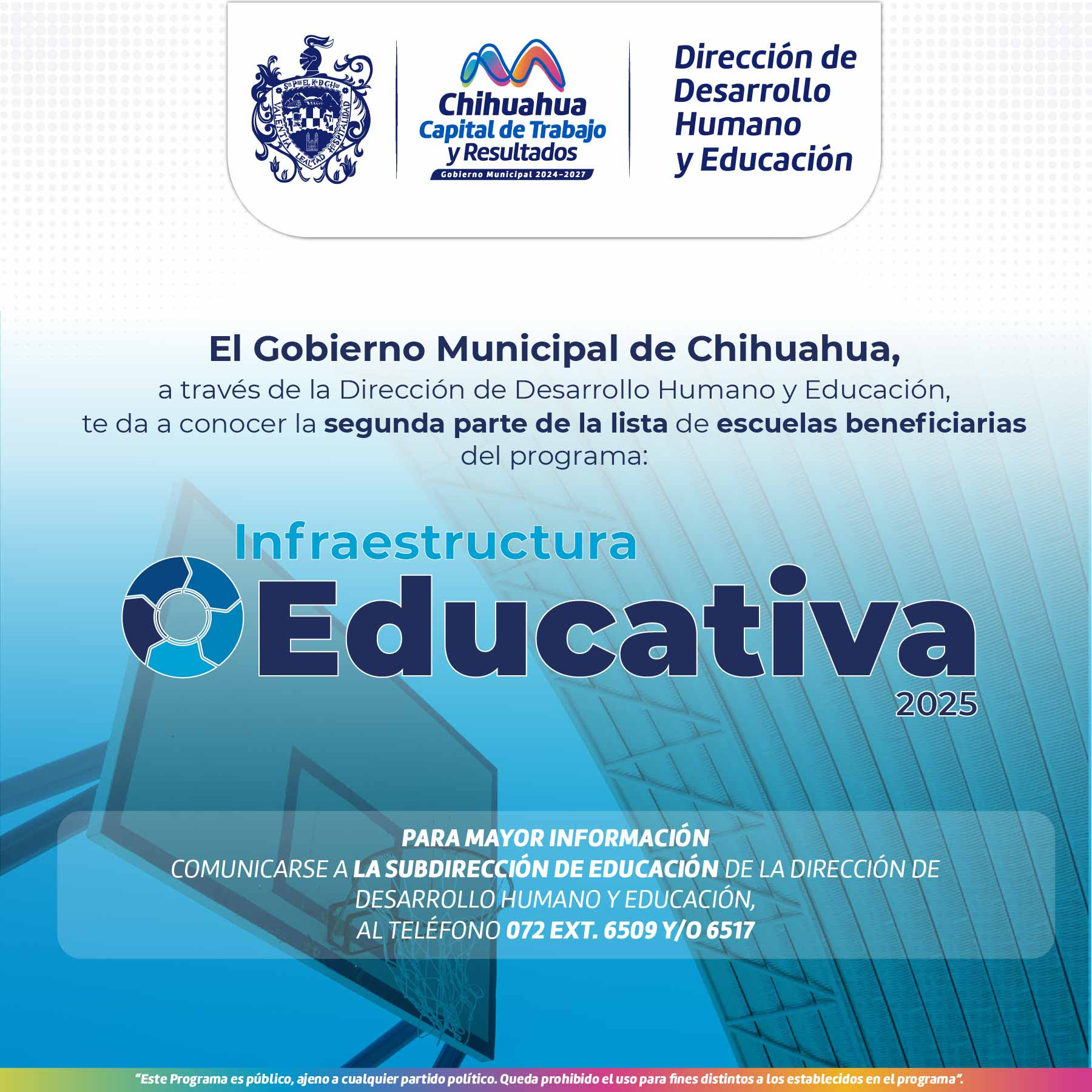 Publica Municipio segunda parte de la lista de escuelas beneficiadas por “Infraestructura Educativa”