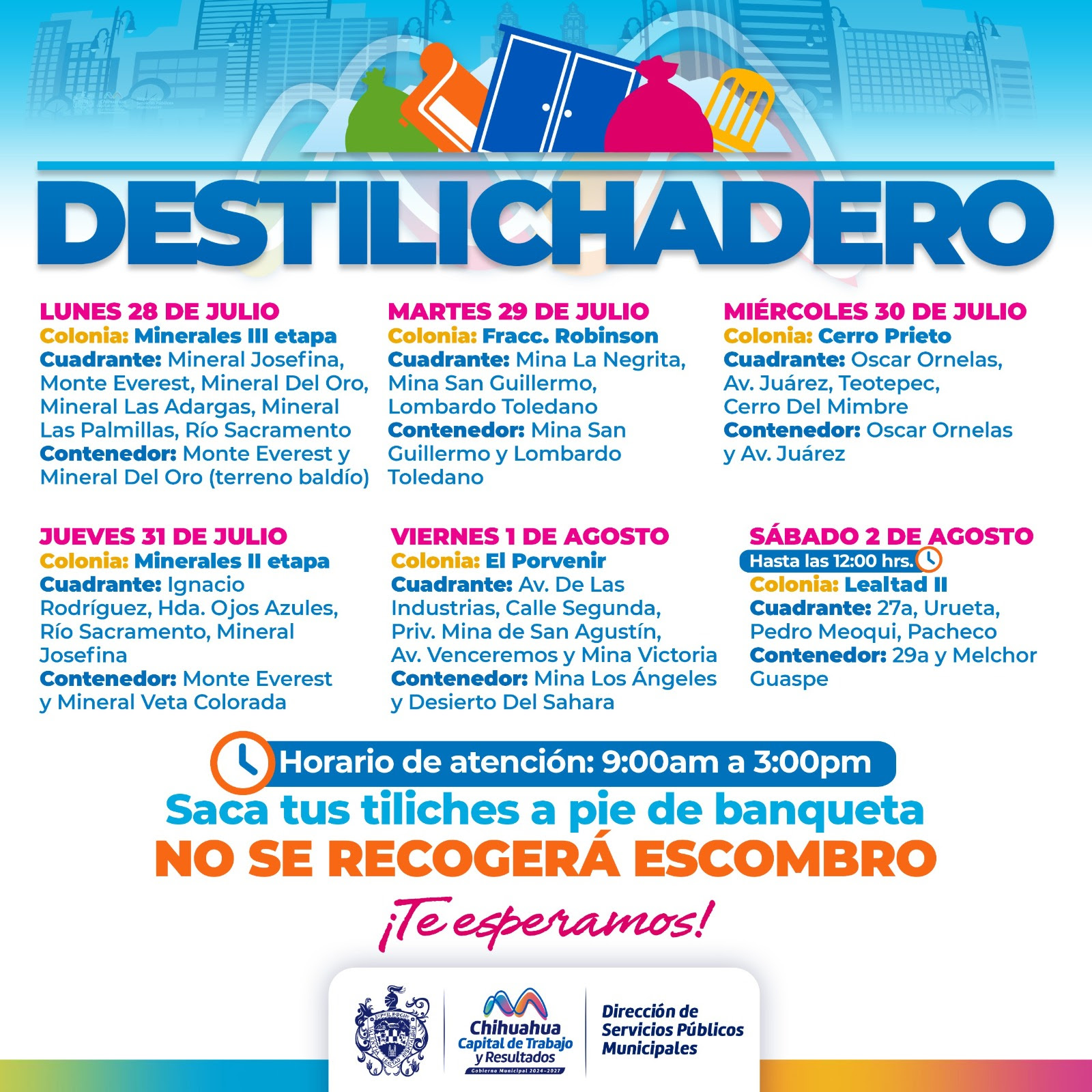 Visitará programa Destilichadero seis colonias del 28 de julio al 2 de agosto