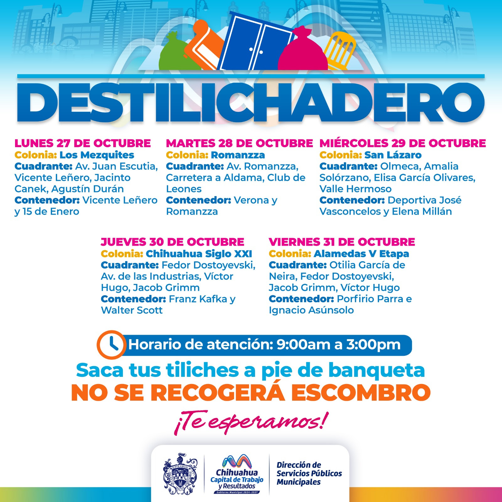 Visitará programa Destilichadero cinco colonias del 27 al 31 de octubre