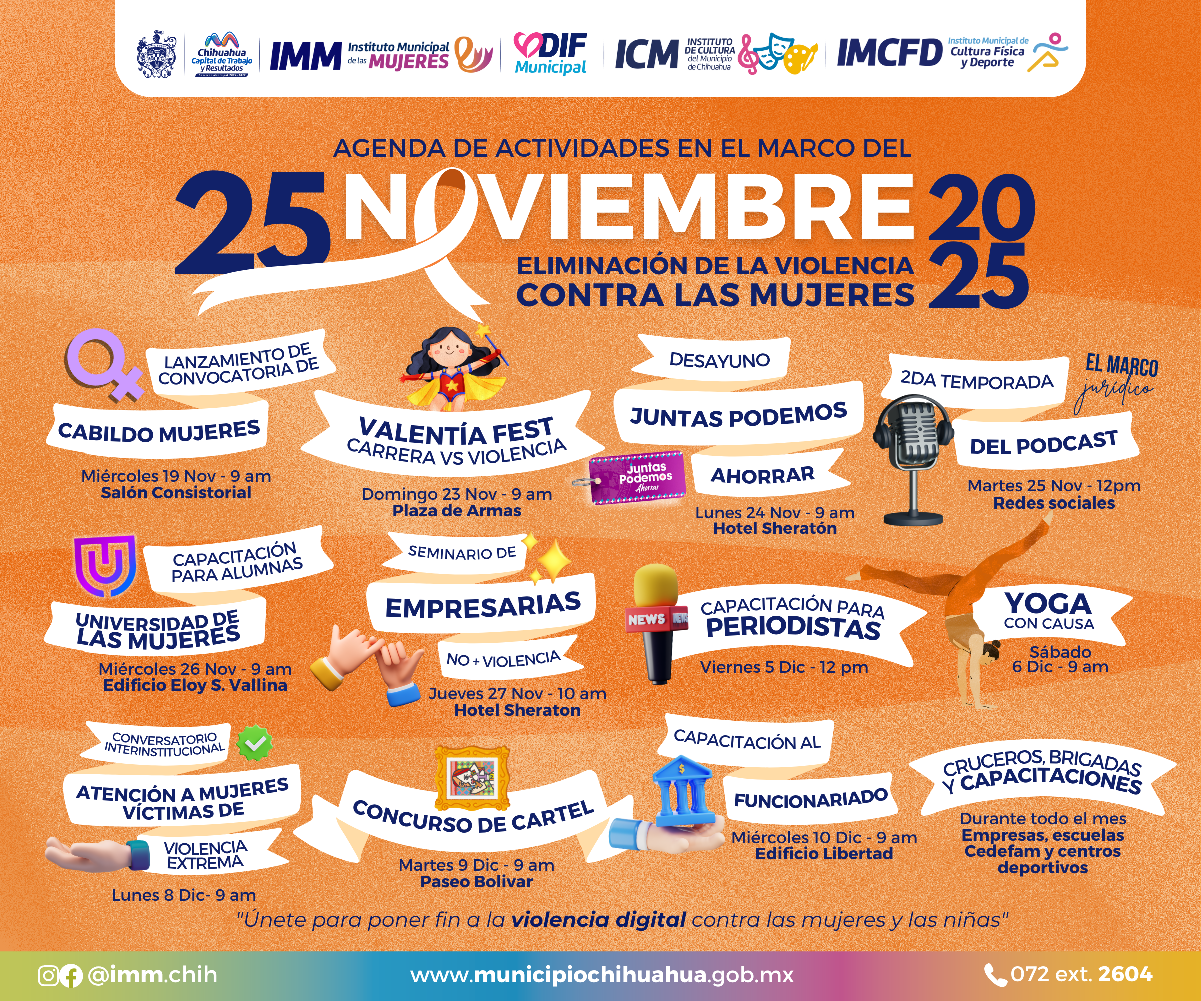 Presenta Municipio agenda de actividades de noviembre para combatir violencia de género