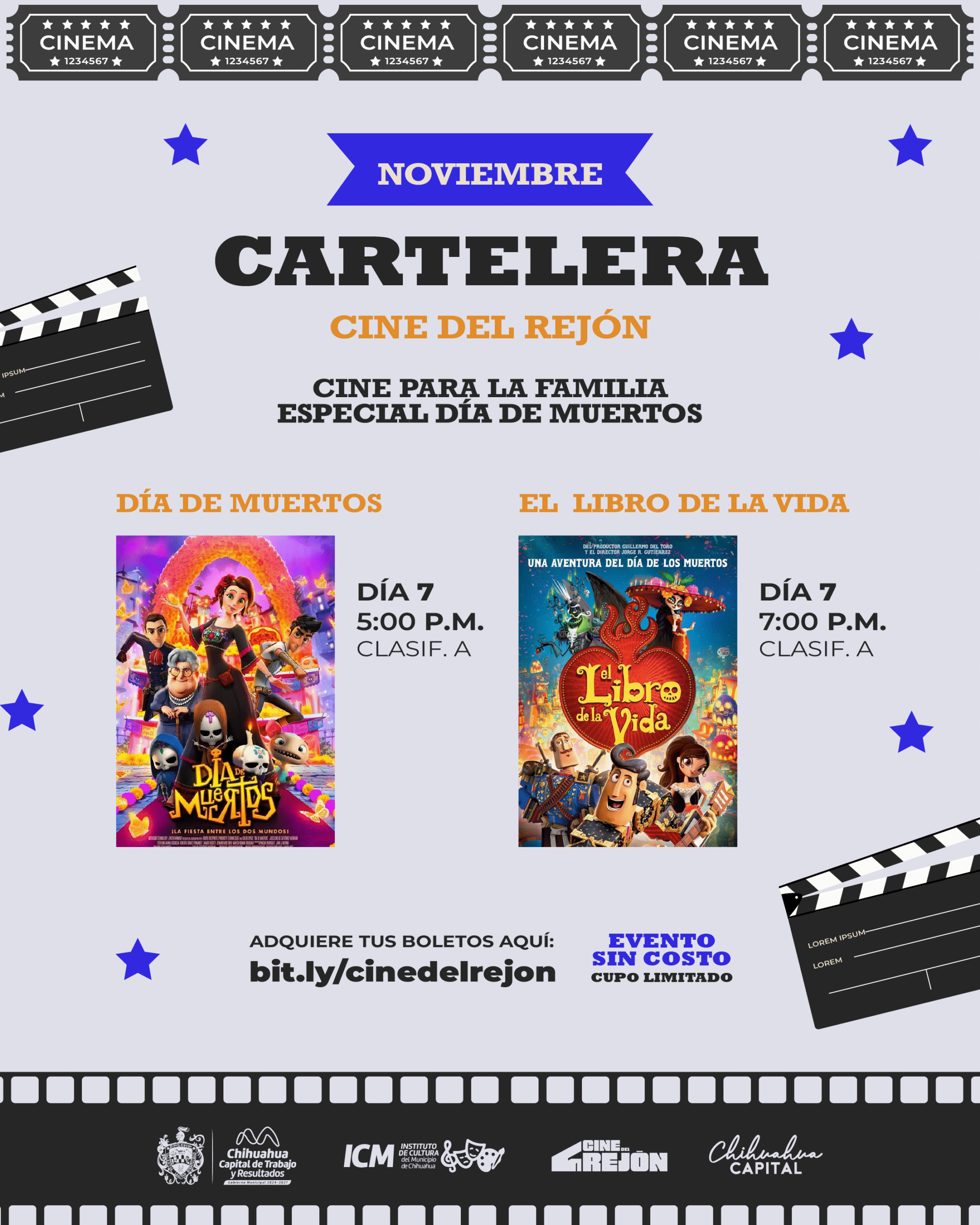 Invita Municipio a disfrutar la cartelera de noviembre del Cine del Rejón