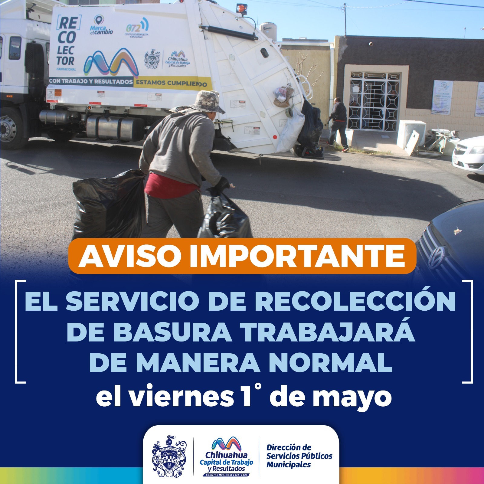 Trabajará normal servicio de recolección de basura este 1 y 5 de mayo