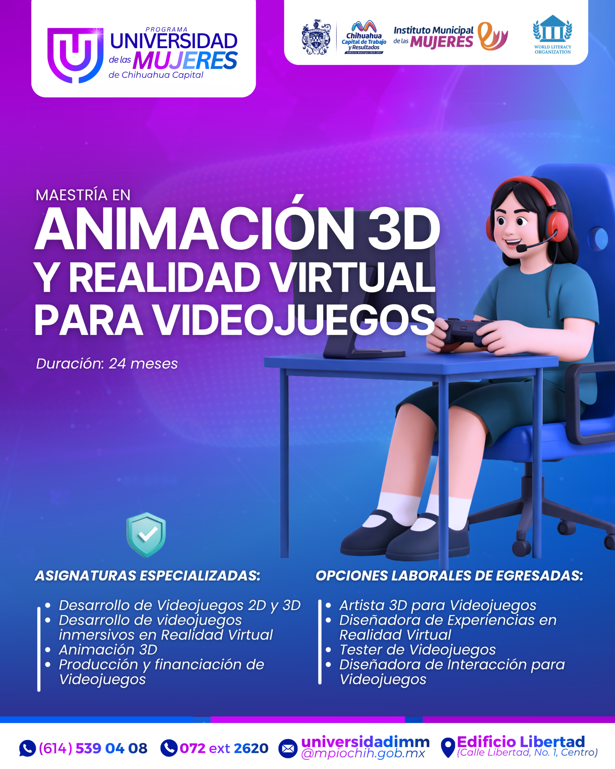 Estudia la Maestría en Animación 3D y Realidad Virtual para Videojuegos en la Universidad de las Mujeres de Municipio