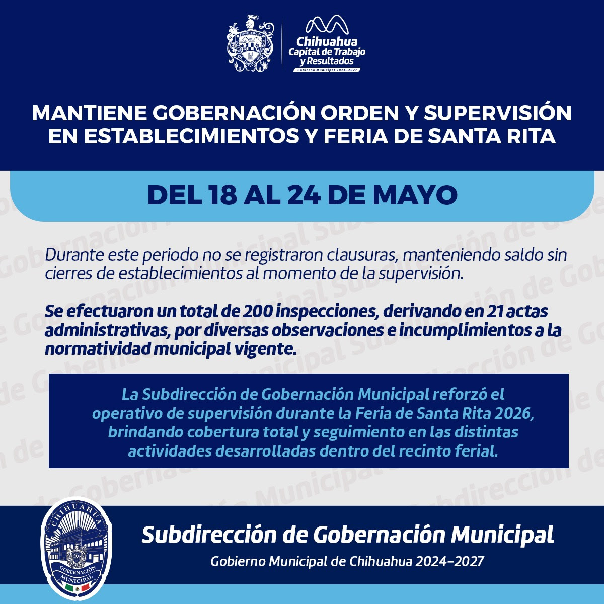 Cero clausuras y 200 inspecciones esta semana en operativo de Gobernación: Municipio
