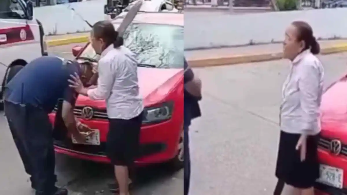Abuelita “defiende” placas de su auto con machete en mano | Video del altercado con policías de tránsito en Chiapas